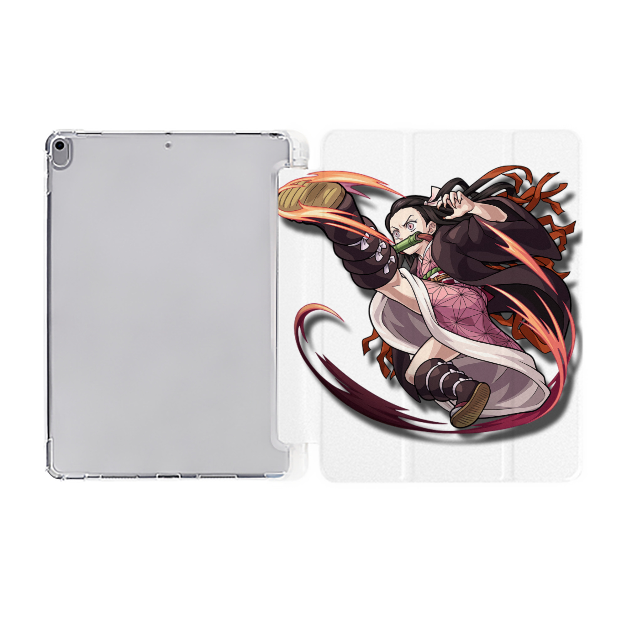 （画像用） 鬼滅の刃（きめつのやいば）竈門 禰󠄀豆子／かまど ねずこ Kamado Nezuko IPad ケース ペン収納付き 三つ折りスタンド PUレザー×シリコン 対応機種9.5/10.5/10.9インチ